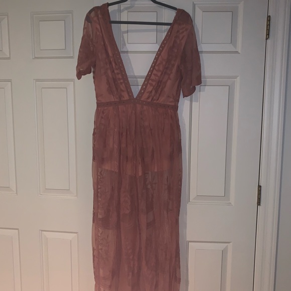 Honey Punch Mustard Lace Maxi Romper - Picture 2 of 3